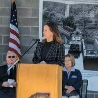Lt Governor Jackie Coleman addressing the crowd at the town square dedication on Monday.